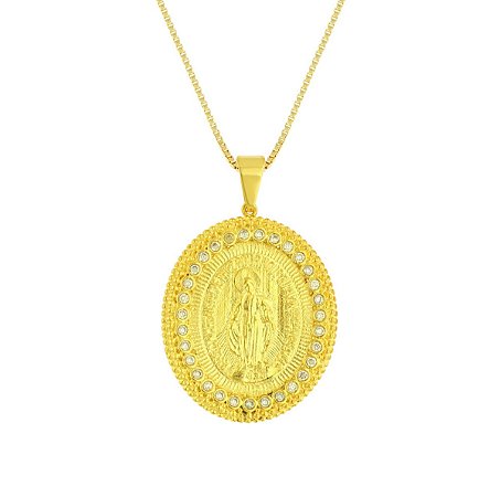 Pingente Nossa Senhora das Graças banhado a ouro amarelo