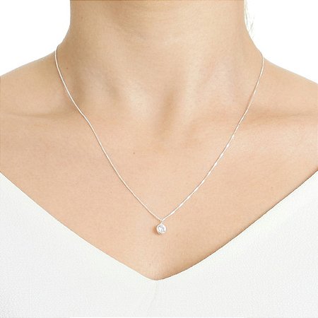 Colar Ponto de Luz Prata 925 corrente veneziana