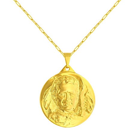 Medalha Dom Bosco redonda banhada a ouro amarelo