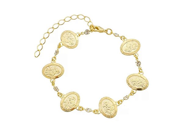 Pulseira Santo Antonio com zirconias brancas