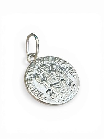 Pingente redondo São Bento sentado Prata 925