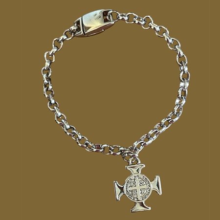 Pulseira Consagração Imaculado Coração de Maria Ou São Bento Aço Inox