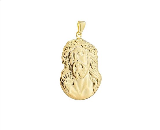 Pingente Sagrada Face Banho de Ouro Amarelo corrente masculina