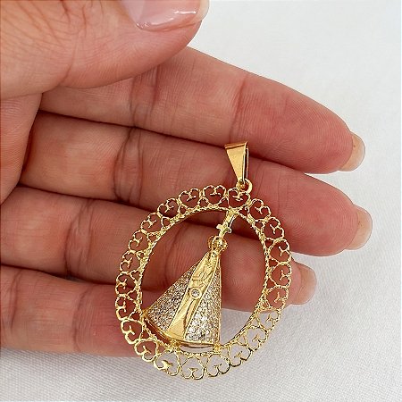 Pingente Nossa Senhora Aparecida Banho de Ouro