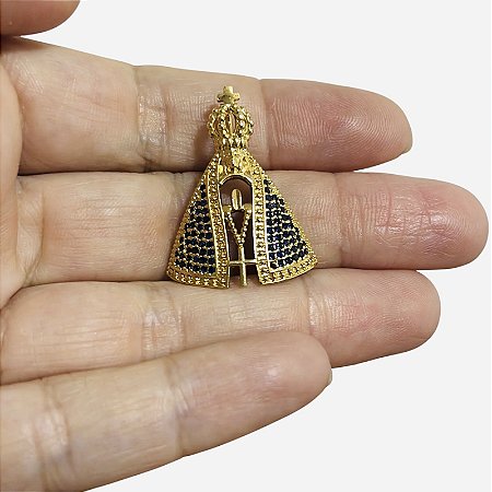 Pingente Médio Nossa Senhora Aparecida manto azul
