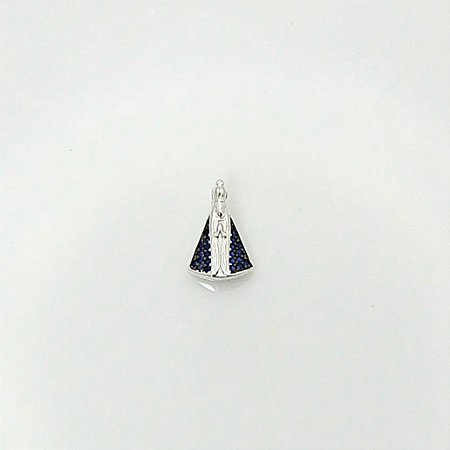 Pingente Nossa Senhora Aparecida Pequeno com manto zircônia azul