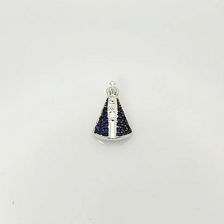 Pingente Nossa Senhora Aparecida Médio com manto zircônia azul