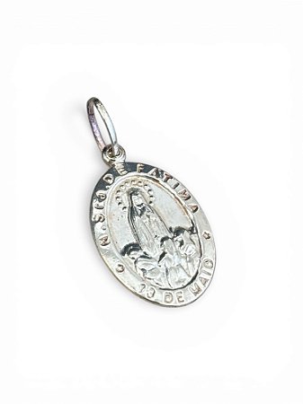 Pingente Oval Nossa Senhora de Fatima Prata 925