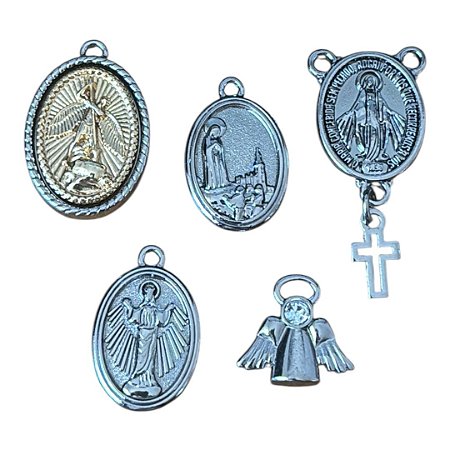 Pingente Aço Nossa Senhora Fatima, São Miguel, Medianeira e Anjo da Guarda