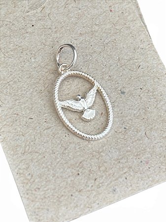 Pingente Espirito Santo Oval em Prata 925