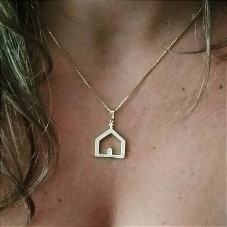 Conjunto Pingente e pulseira Igreja banhados a ouro amarelo