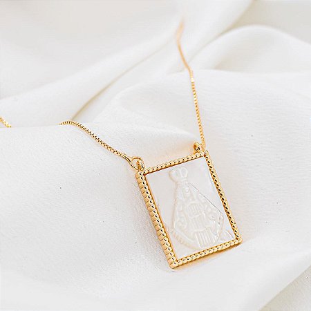 Colar Madrepérola Nossa Senhora Aparecida modelo Retangular
