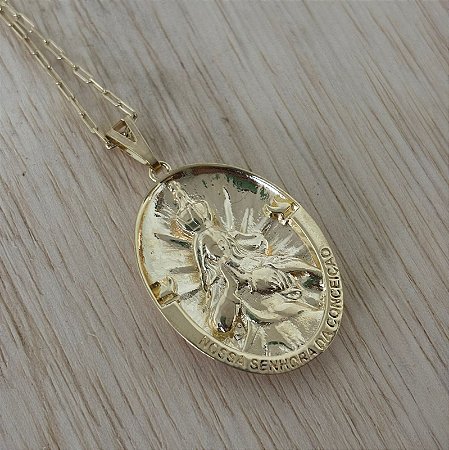 Medalha Nossa Senhora Conceição banhada a ouro amarelo