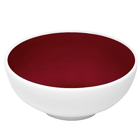 TIGELA PORCELANA COM PÉ EM 2 CORES MAGENTA  / BRANCO - 15 DIAM X 6,5 CM H - 630 ML  - LINHA SAMBA