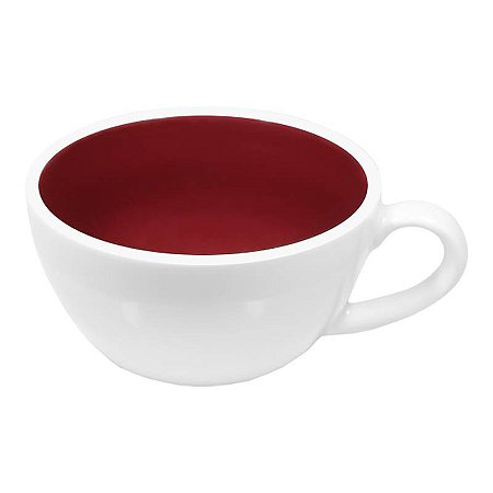 JOGO 2 XICARAS COM PIRES MAGENTA E BRANCO - CHÁ/ CAPUCCINO - PORCELANA - 9,5 DIAM X 5,5 CM H - 220 ML - LINHA SAMBA