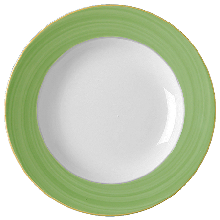 JOGO 4 PRATOS - PRATO PÃO - 15 CM - PORCELANA - REDONDO RASO - LINHA BAHAMAS DECORAÇÃO BORDA VERDE