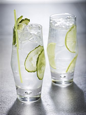 JOGO 6 COPOS VIDRO LONGDRINK / SUCO/ CERVEJA  - 140 H X 53 / 66 DIAM MM - 270 ML - LINHA BREK