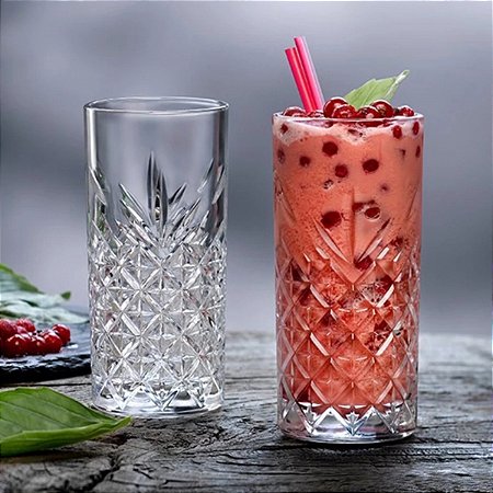 JOGO 6 COPOS VIDRO LONGDRINK TUBO 153 H X 72 DIAM MM - 365 ML - LINHA TIMELESS