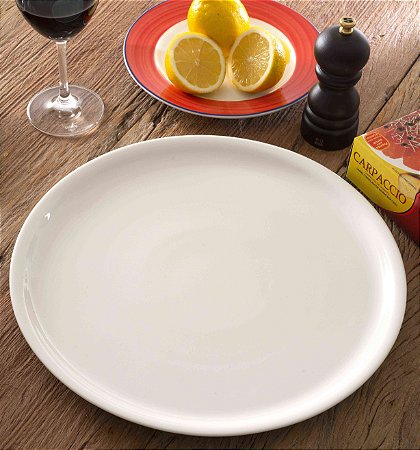 PRATO PORCELANA PIZZA / CARPACCIO COM BORDA - 33 CM -  LINHA BANQUET