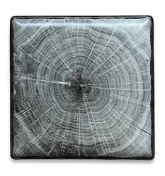 PRATO PORCELANA QUADRADO REFRATÁRIO S/ BORDA DEC MADEIRA FAIA CINZA ESCURA 30 X 30 CM LINHA WOODART