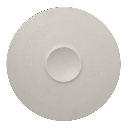 PRATO PORCELANA REDONDO COM RECESSO NO CENTRO - 30 CM - COR BRANCA FOSCA - LINHA NEO FUSION