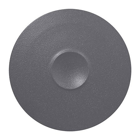 PRATO PORCELANA REDONDO COM RECESSO NO CENTRO - 30 CM - COR CINZA FOSCA - LINHA NEO FUSION