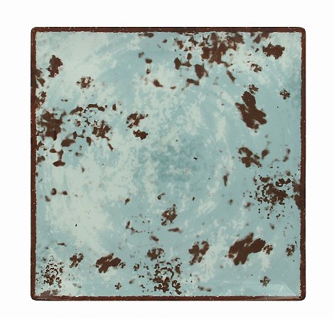 PRATO PORCELANA QUADRADO SEM BORDA EM TONS AZUL / BEGE - 24,5 X 24,5 CM -  LINHA PEPPERY