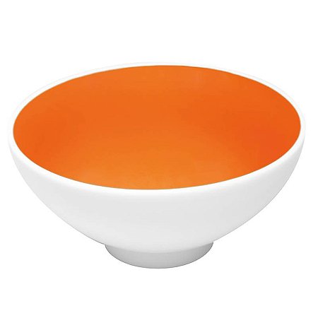 TIGELA PORCELANA COM PÉ EM 2 CORES LARANJA / BRANCA - 12 x 6 CM H - 280 ML - LINHA SAMBA
