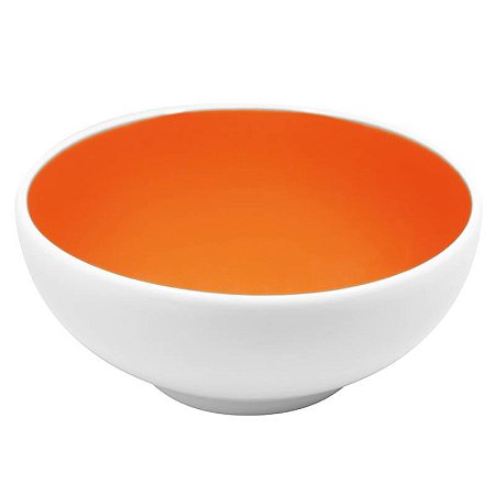TIGELA PORCELANA COM PÉ EM 2 CORES LARANJA / BRANCO - 15 X 6,5 CM H - 630 ML  - LINHA SAMBA