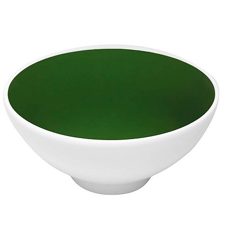 TIGELA PORCELANA COM PÉ EM 2 CORES VERDE / BRANCA - 12 X 6 CM H - 280 ML - LINHA SAMBA