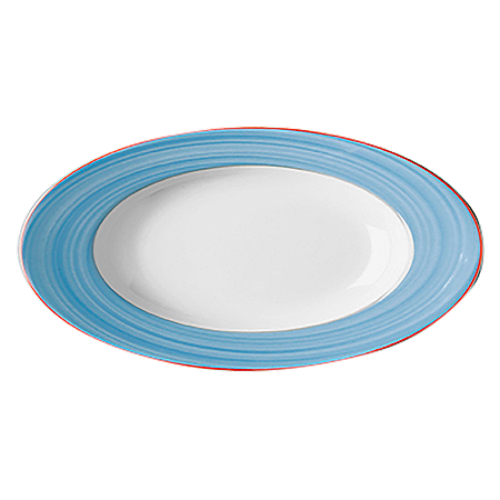 TRAVESSA PORCELANA OVAL - 32 X 20 CM X 2,8 CM H - LINHA BAHAMAS DECORAÇÃO BORDA AZUL