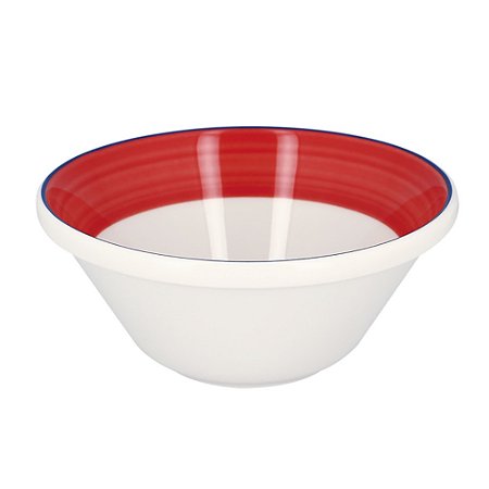 SALADEIRA PORCELANA EMPILHÁVEL - 16 X 7 CM H - 550 ML - LINHA BAHAMAS DECORAÇÃO BORDA VERMELHA