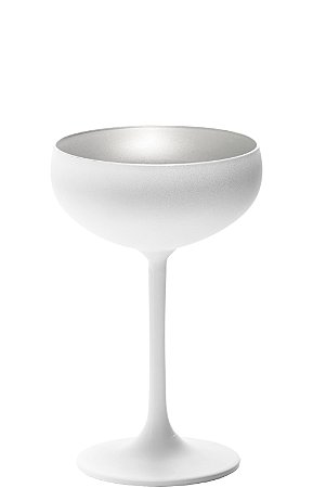 UNIDADE TAÇA CRISTAL COUPE COR BRANCA e PRATA FOSCO COQUETEL / CHAMPAGNE - 147 H MM - 230 ML - LINHA JIVE