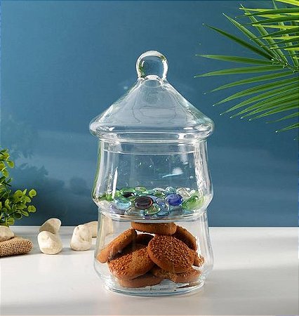 TORRE VIDRO EM 3 PEÇAS COM TAMPA 261 H X 135 DIAM MM – 2 X 870 ML - LINHA VILLA PATISSERIE