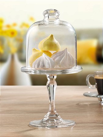 MINI PRATO VIDRO COM TAMPA 198 H X 100 DIAM MM - LINHA MINI PATISSERIE