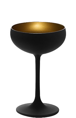 UNIDADE TAÇA CRISTAL COUPE - 230 ML - COR PRETO e DOURADO FOSCO - COQUETEL / CHAMPAGNE - 147 H X 95 DIAM MM
