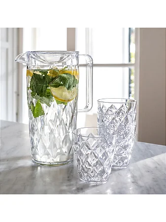 JARRA ACRÍLICA EMPILHÁVEL SUPER RESISTENTE 245 H X 180 X 120 MM - 1,6 LTS - COR TRANSPARENTE