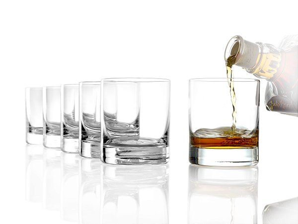 JOGO 6 COPOS CRISTAL WHISKY / ROCKS - 106 H X 85 DIAM MM - 420 ML - LINHA NEW YORK