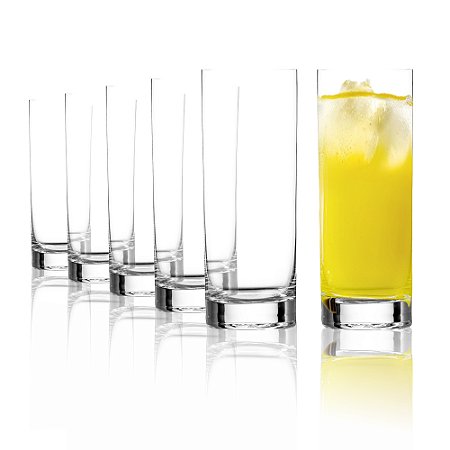 JOGO 6 COPOS CRISTAL LONGDRINK / COOLER - 178 H X 66 DIAM MM - 450 ML - LINHA NEW YORK