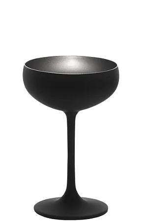 UNIDADE TAÇA CRISTAL COUPE COQUETEL / CHAMPAGNE - 147 H X 95 DIAM MM - 230 ML - COR PRETO e PRATA FOSCO