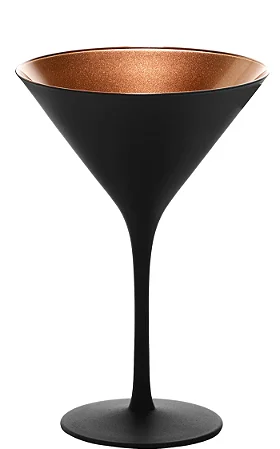 UNIDADE TAÇA CRISTAL MARTINI / COQUETEL - 172 H X 116 DIAM MM - 240 ML - PRETO e BRONZE FOSCO