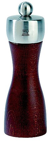 MOEDOR PIMENTA EM MADEIRA COR CHOCOLATE COM TAMPA AÇO INOX - 15 CM - LINHA FIDJI