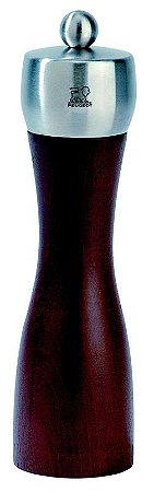 MOEDOR PIMENTA EM MADEIRA COR CHOCOLATE COM TAMPA AÇO INOX - 20 CM - LINHA FIDJI