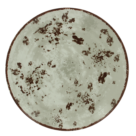 PRATO PORCELANA REDONDO  RASO SEM BORDA EM TONS BEGE / MARROM - 27 CM -  LINHA PEPPERY