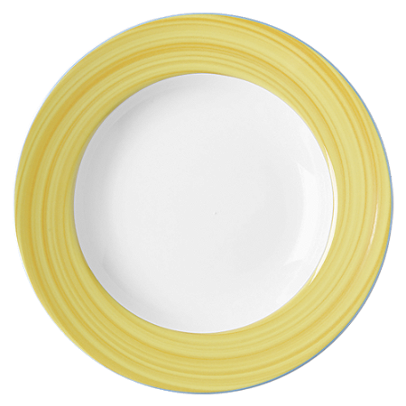 PRATO PORCELANA REDONDO RASO - 30 CM -LINHA BAHAMAS  DECORAÇÃO BORDA AMARELA