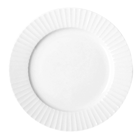 JOGO C/ 6 PRATOS PORCELANA REDONDO RASO COM RELEVO - 21 CM -LINHA METROPOLIS