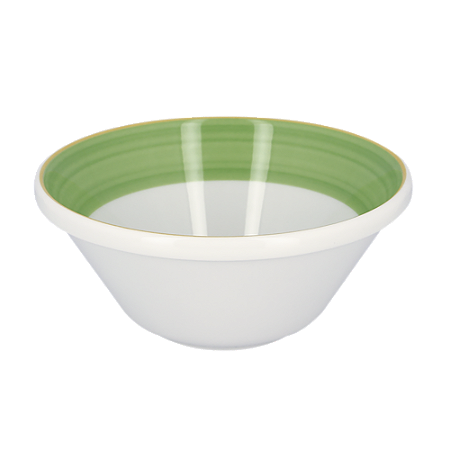 SALADEIRA PORCELANA EMPILHÁVEL - 16 X 7 CM H - 550 ML - LINHA BAHAMAS DECORAÇÃO BORDA VERDE