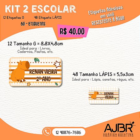 KIT ESCOLAR 02 - 60 ADESIVOS VINIL