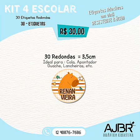 KIT ESCOLAR 04 - 30 ADESIVOS VINIL