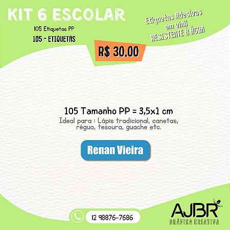 KIT ESCOLAR 06 - 105 ADESIVOS VINIL